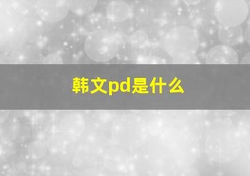 韩文pd是什么