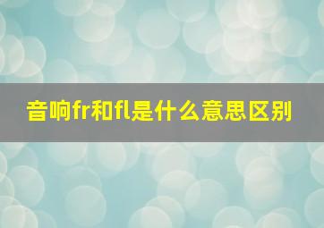 音响fr和fl是什么意思区别