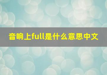 音响上full是什么意思中文