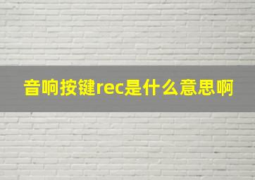 音响按键rec是什么意思啊