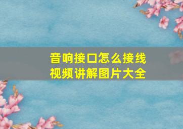 音响接口怎么接线视频讲解图片大全