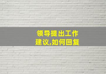 领导提出工作建议,如何回复