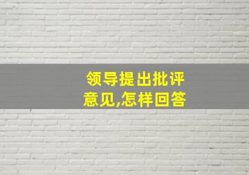 领导提出批评意见,怎样回答