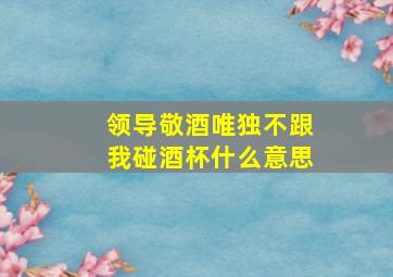 领导敬酒唯独不跟我碰酒杯什么意思