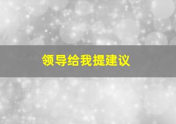 领导给我提建议