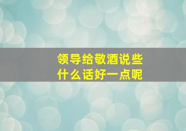 领导给敬酒说些什么话好一点呢