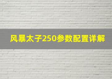 风暴太子250参数配置详解