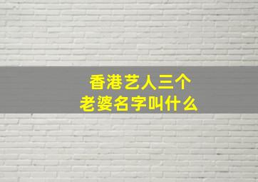 香港艺人三个老婆名字叫什么