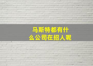 马斯特都有什么公司在招人呢