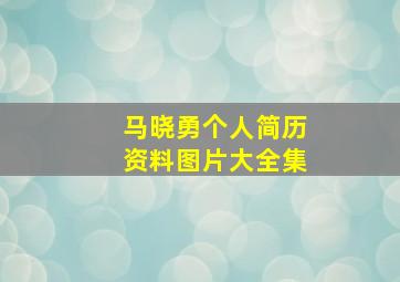 马晓勇个人简历资料图片大全集