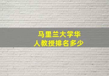 马里兰大学华人教授排名多少