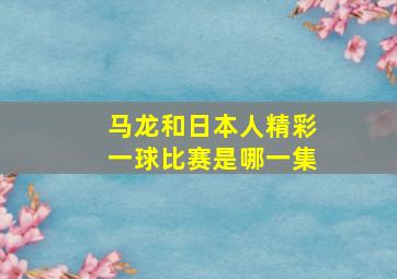 马龙和日本人精彩一球比赛是哪一集