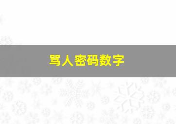 骂人密码数字