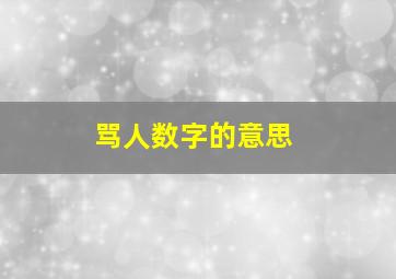 骂人数字的意思