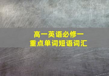 高一英语必修一重点单词短语词汇