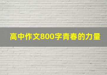 高中作文800字青春的力量