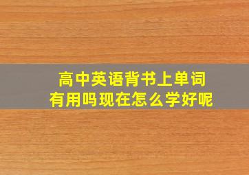 高中英语背书上单词有用吗现在怎么学好呢