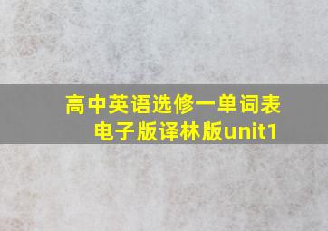 高中英语选修一单词表电子版译林版unit1