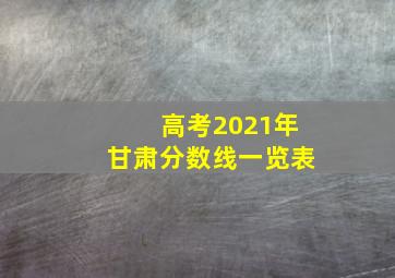 高考2021年甘肃分数线一览表