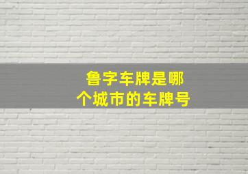 鲁字车牌是哪个城市的车牌号