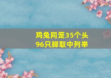 鸡兔同笼35个头96只脚取中列举