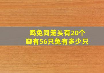 鸡兔同笼头有20个脚有56只兔有多少只