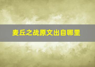 麦丘之战原文出自哪里