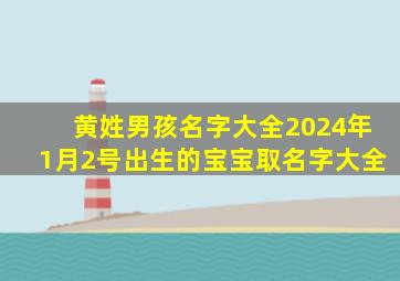 黄姓男孩名字大全2024年1月2号出生的宝宝取名字大全