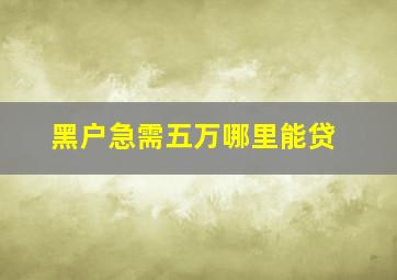 黑户急需五万哪里能贷