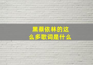 黑蔡依林的这么多歌词是什么