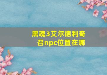 黑魂3艾尔德利奇召npc位置在哪