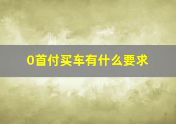 0首付买车有什么要求