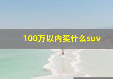 100万以内买什么suv