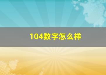 104数字怎么样