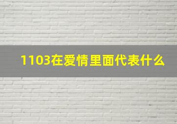 1103在爱情里面代表什么