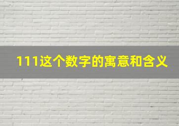 111这个数字的寓意和含义