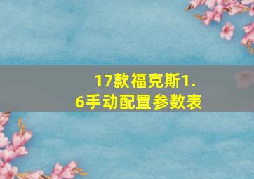 17款福克斯1.6手动配置参数表