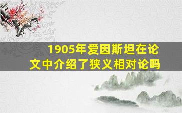 1905年爱因斯坦在论文中介绍了狭义相对论吗