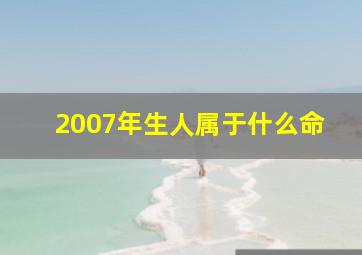 2007年生人属于什么命