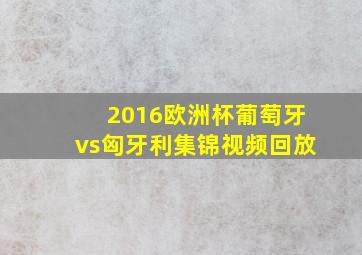 2016欧洲杯葡萄牙vs匈牙利集锦视频回放