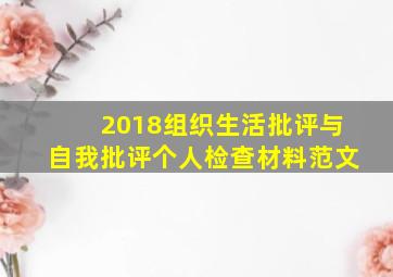 2018组织生活批评与自我批评个人检查材料范文