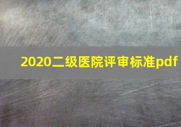 2020二级医院评审标准pdf