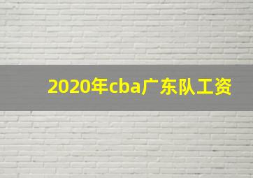 2020年cba广东队工资