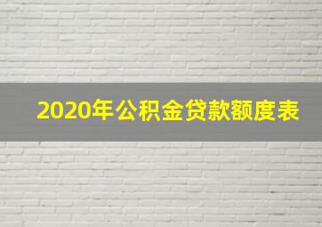 2020年公积金贷款额度表