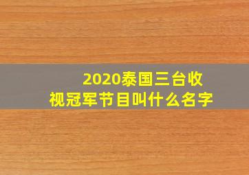 2020泰国三台收视冠军节目叫什么名字