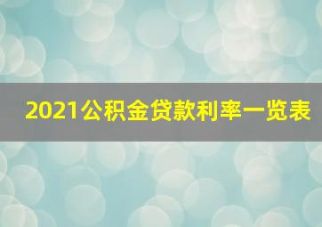 2021公积金贷款利率一览表