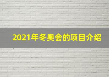 2021年冬奥会的项目介绍