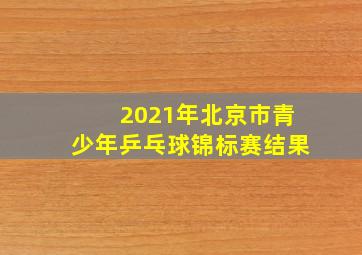 2021年北京市青少年乒乓球锦标赛结果