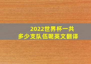 2022世界杯一共多少支队伍呢英文翻译