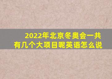 2022年北京冬奥会一共有几个大项目呢英语怎么说